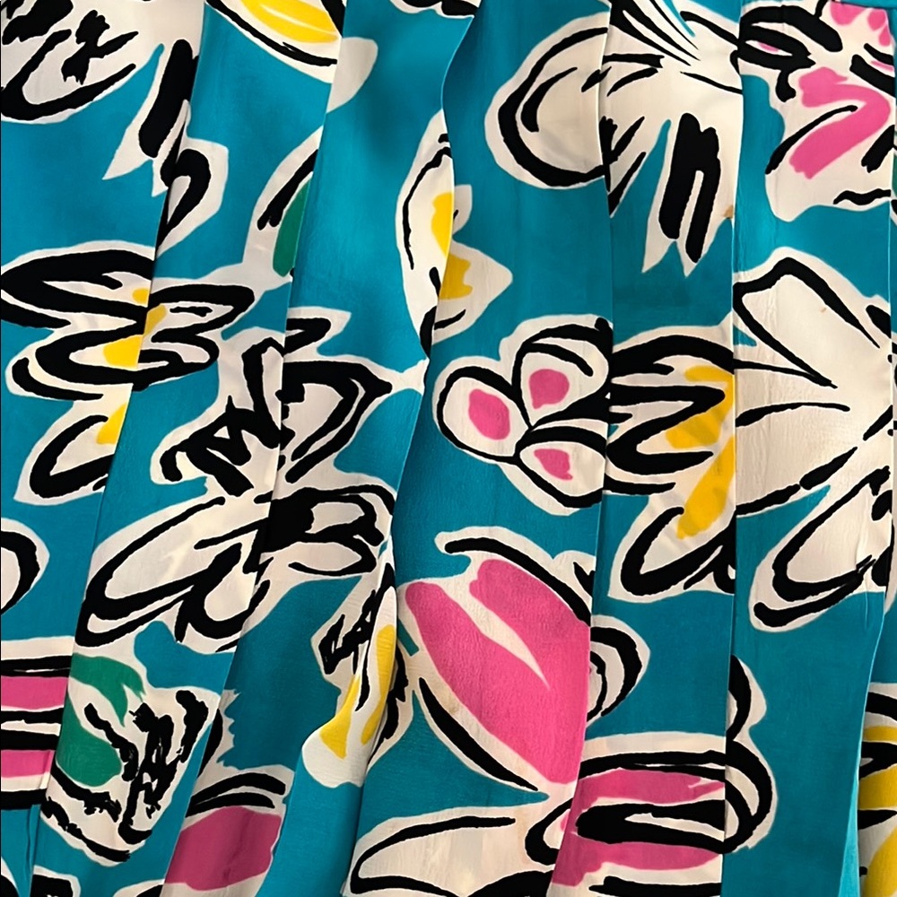 Vintage silk Floral Blue Dress 50s - Picture 12 of 12